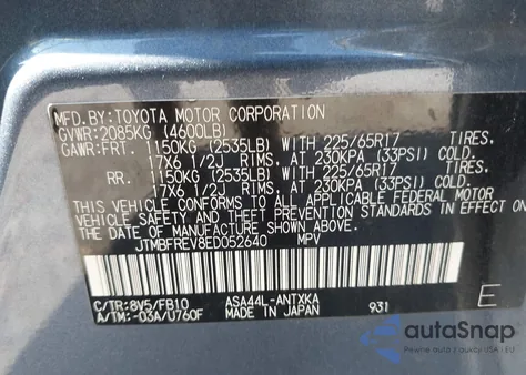 2014 Toyota Rav4 Le from USA, damaged, VIN JTMBFREV8ED052640